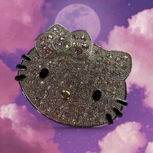 RARE Y2K 2000s Hello Kitty Belt Buckle Rhinestone Crystal Blingy Pink Bow Cutesy